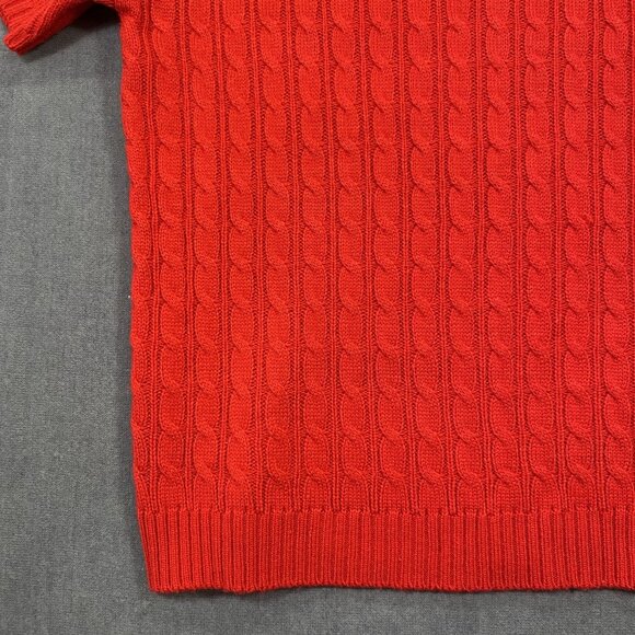 Andrée By Unit Red Cable Knit Short Sleeve Sweater Large Womens Casual Wear - Picture 3 of 10